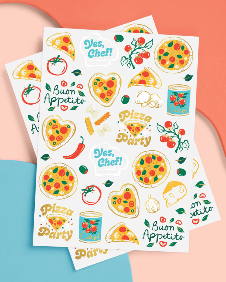 Pizza Party Tats - 72 temporary tattoos