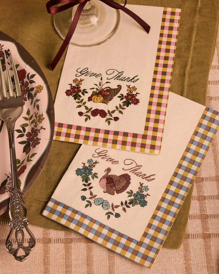 Give Thanks Harvest Napkins - fall themed napkins