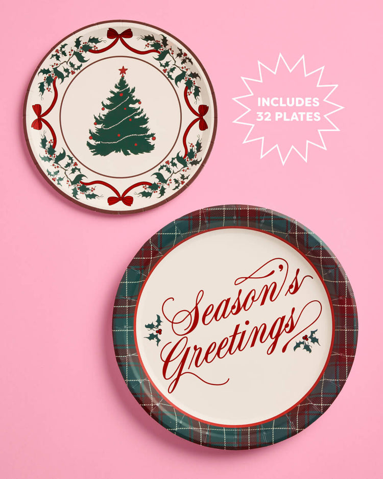 Seasons Greetings Plates - holiday plate set