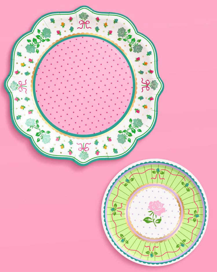 Tea Party Plates - 16pk pastel floral plates