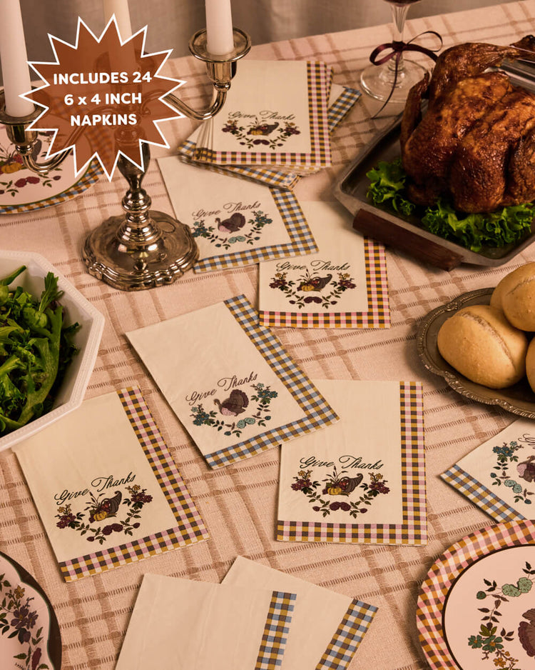 Give Thanks Harvest Napkins - fall themed napkins