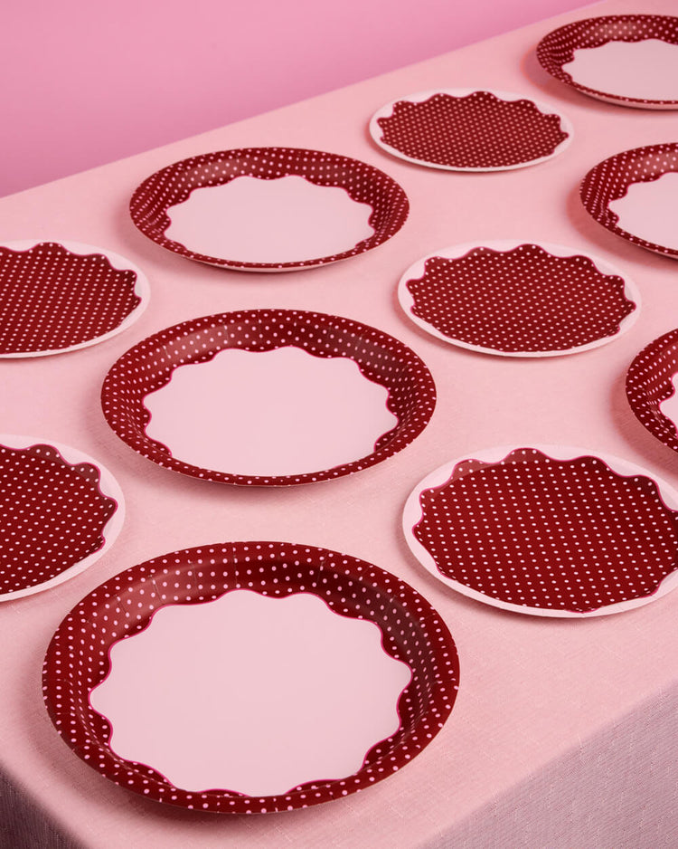 Wine Not Plate Set - 32 polka dot plates