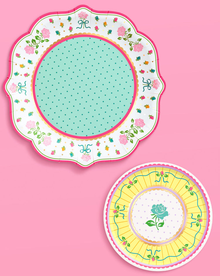Tea Party Plates - 16pk pastel floral plates