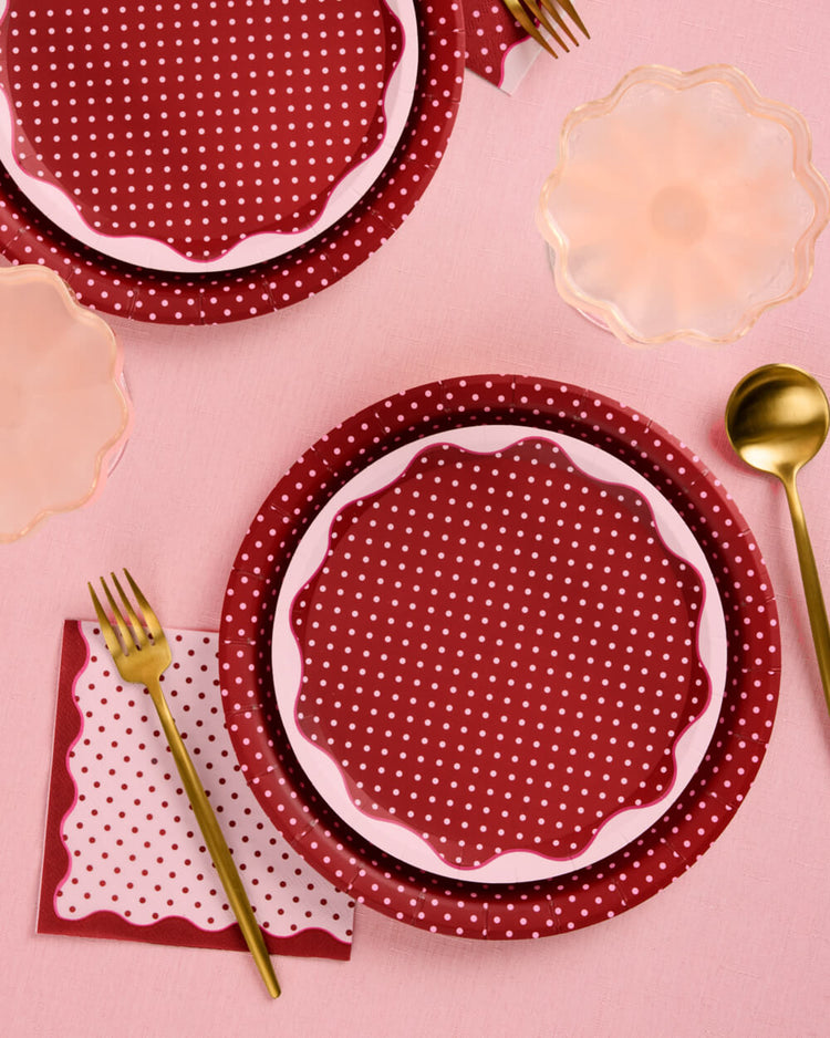 Wine Not Plate Set - 32 polka dot plates