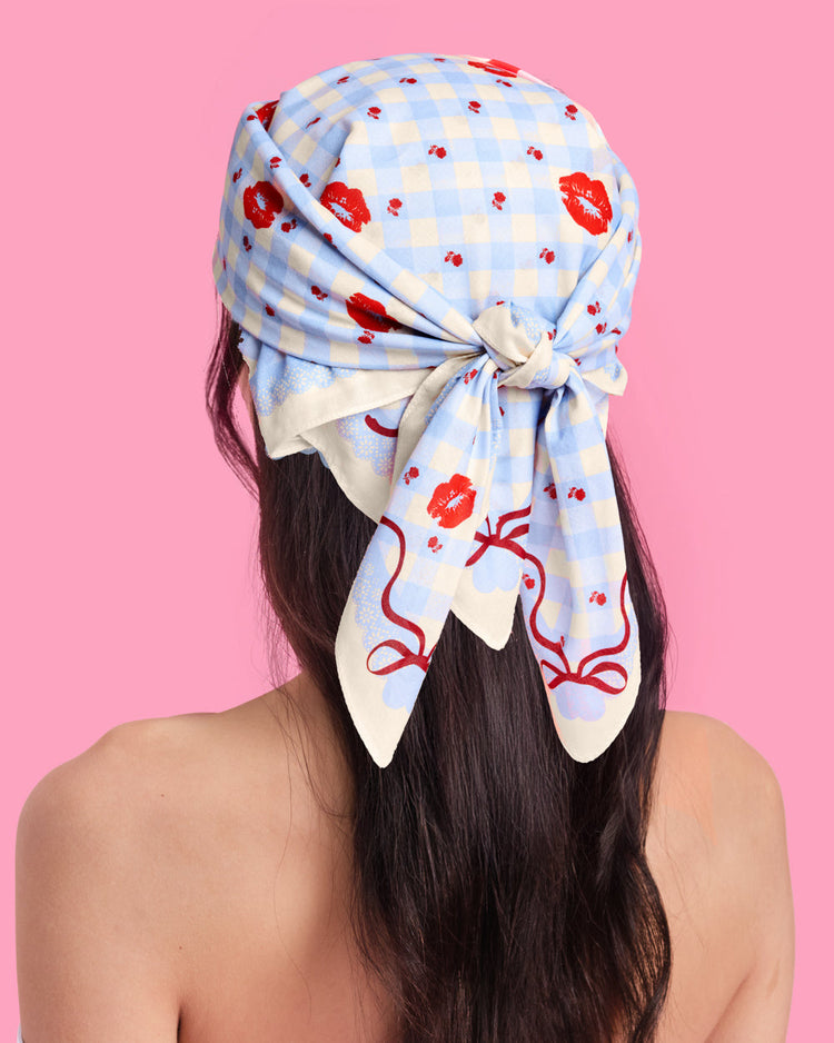Short N' Sweet Headscarf - gingham cotton scarf