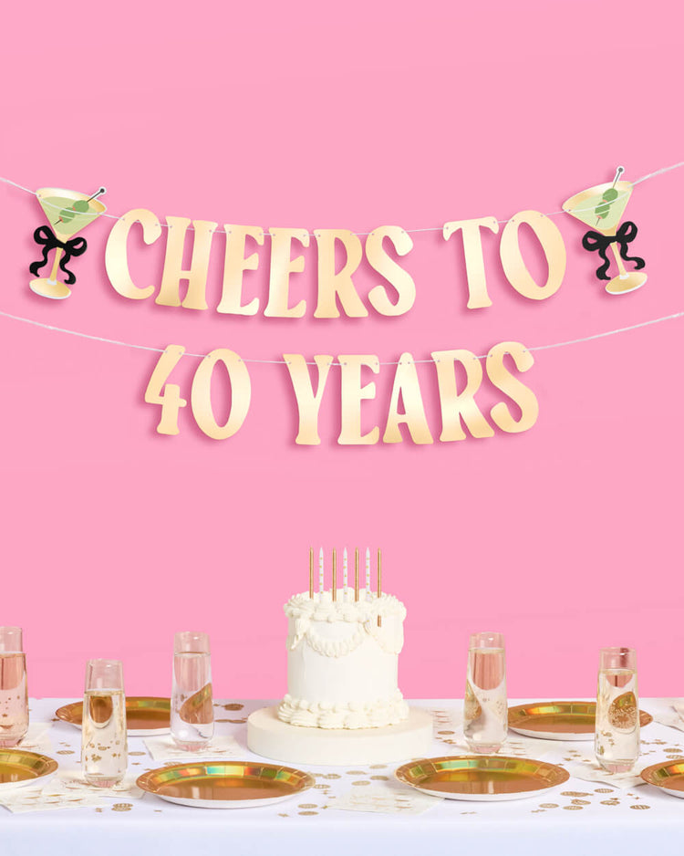40th Bday Bundle - tats, banner, + straw