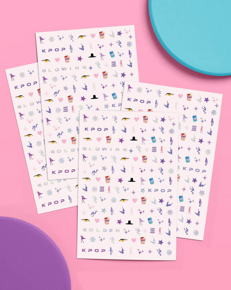 Kpop Nail Stickers - 4 sheet set