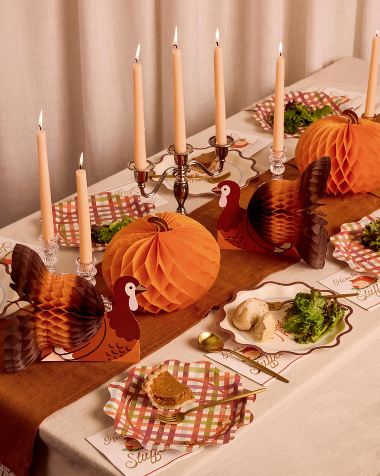 Turkey + Pumpkin Accordions - fall decor set