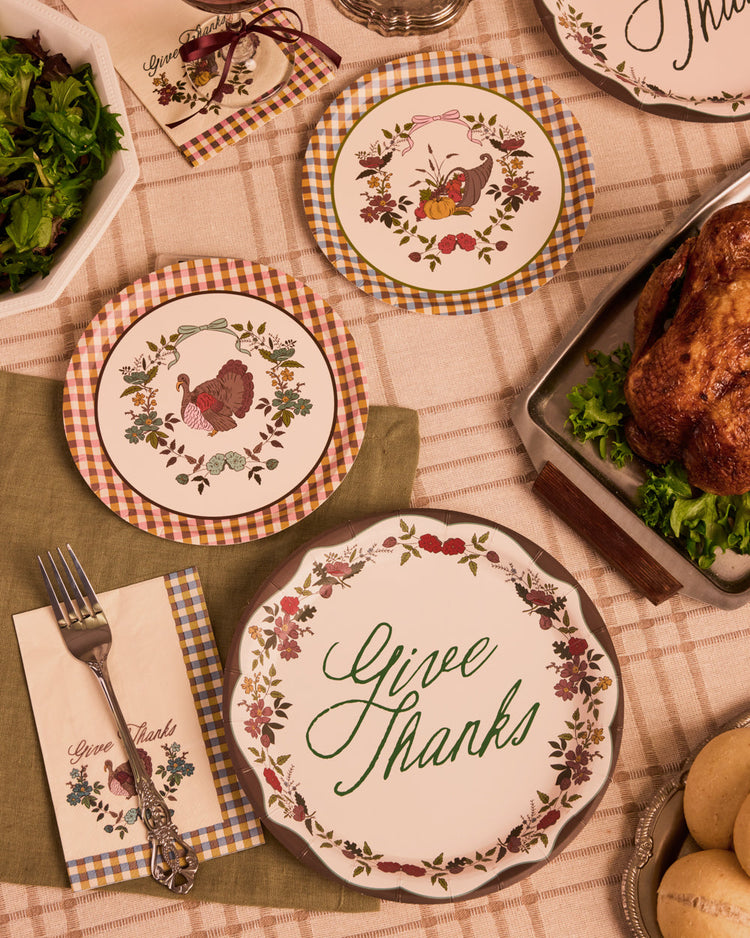 Give Thanks Harvest Plates - 32 paper plates