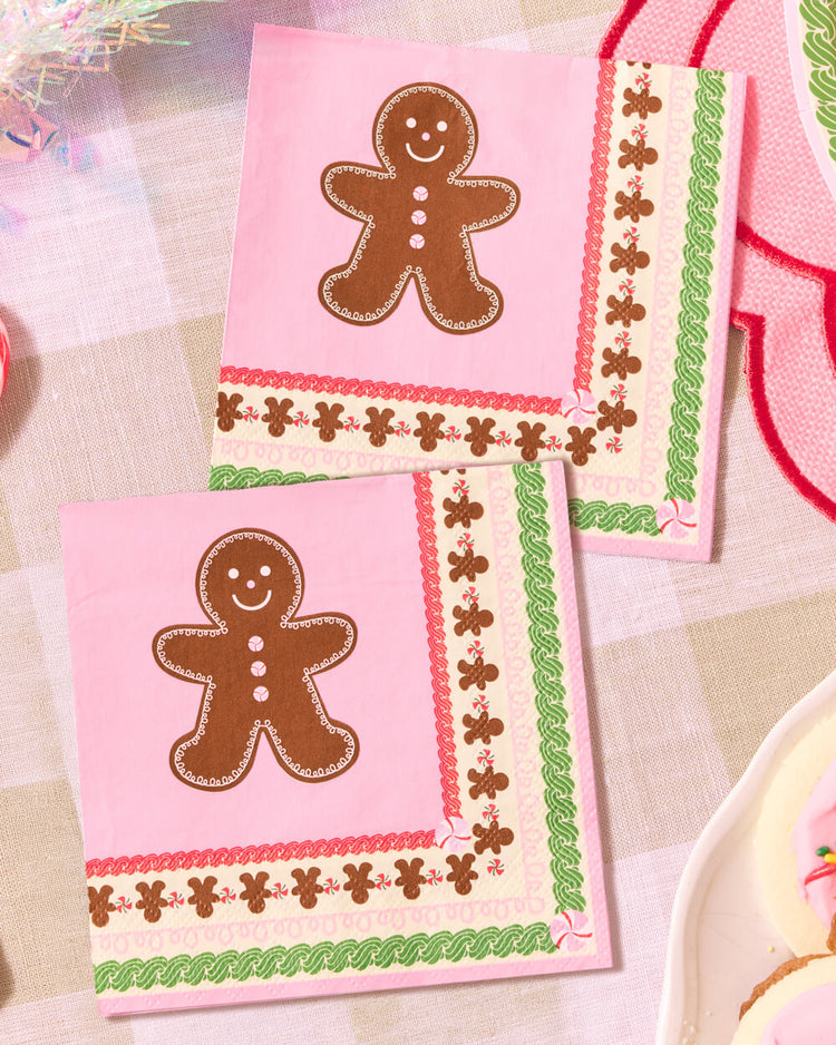 Bake it Merry Napkins - pink christmas napkins