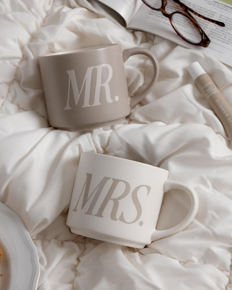 Mr + Mrs Mugs - Set of Ceramic Mugs