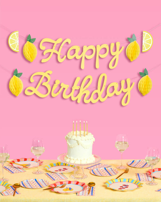 Happy Birthday Lemon Banner - lemon birthday banner