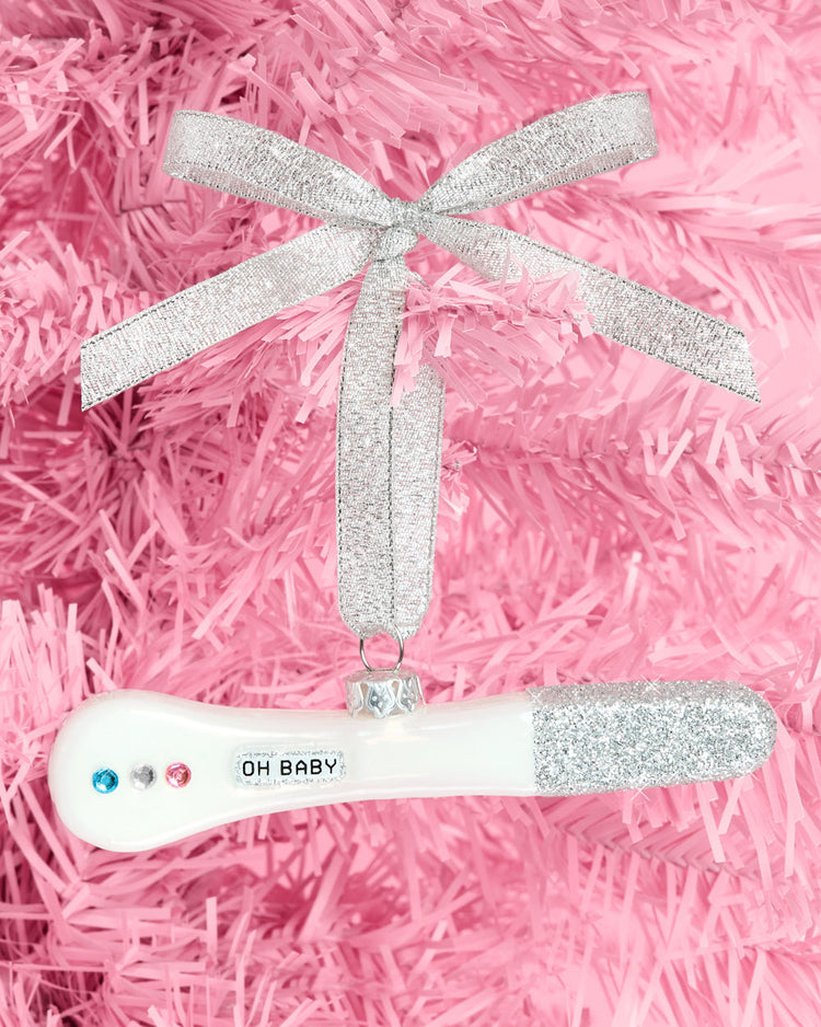 Oh Baby Pregnancy Test Ornament - glass ornament