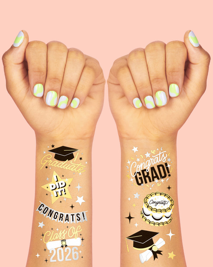 Class of '26 Tats - 48 foil temporary tattoos