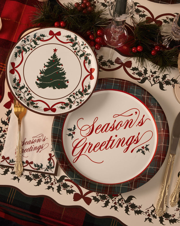 Seasons Greetings Plates - holiday plate set