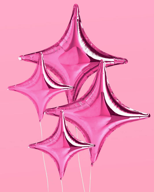 Pink Sparkle Balloon - 6 pc silver foil set