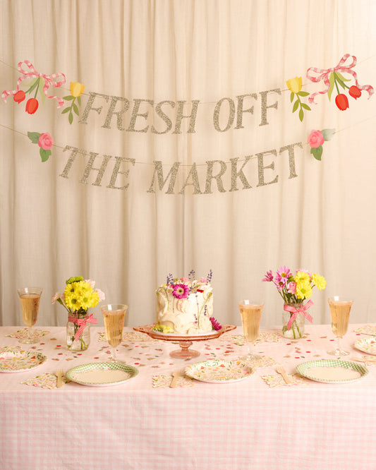 Fresh Off The Market Banner - gold glitter banner