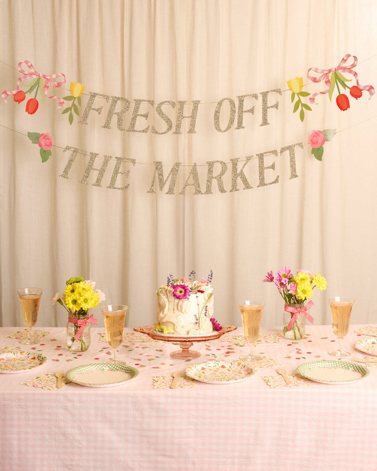 Fresh Off The Market Banner - gold glitter banner