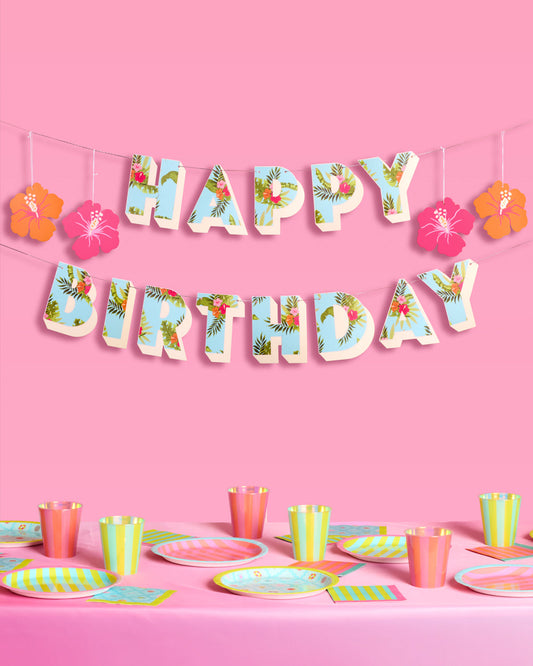 Tropical Birthday Banner - matte colorful banner