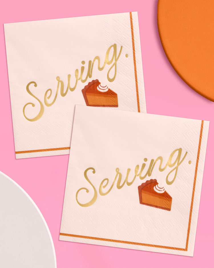 Serving Pie Napkins - gold foil cocktail napkins