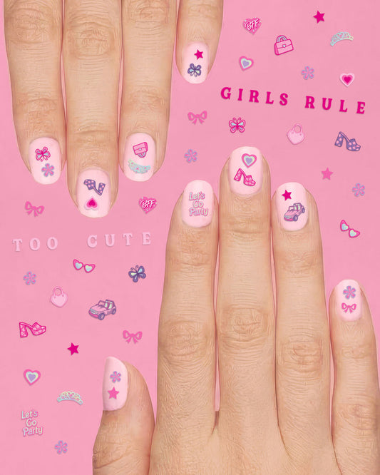 Pink Party Nail Stickers - 648 adhesive nail stickers