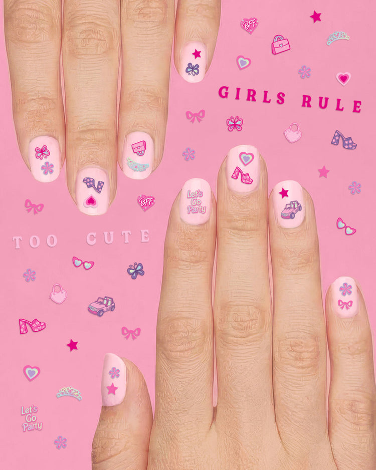Pink Party Nail Stickers - 648 adhesive nail stickers