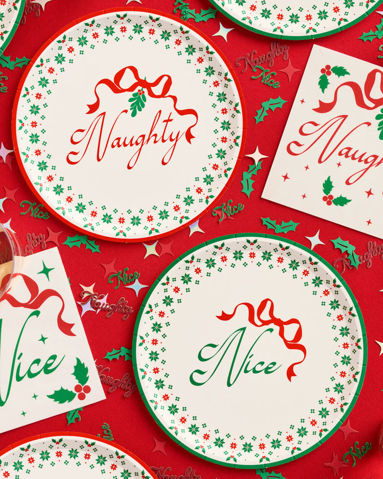 Naughty or Nice Plates - christmas dessert plates