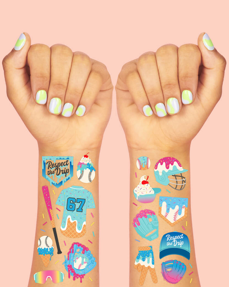 Baseball Drip Tattoos - 60 temporary tattoos