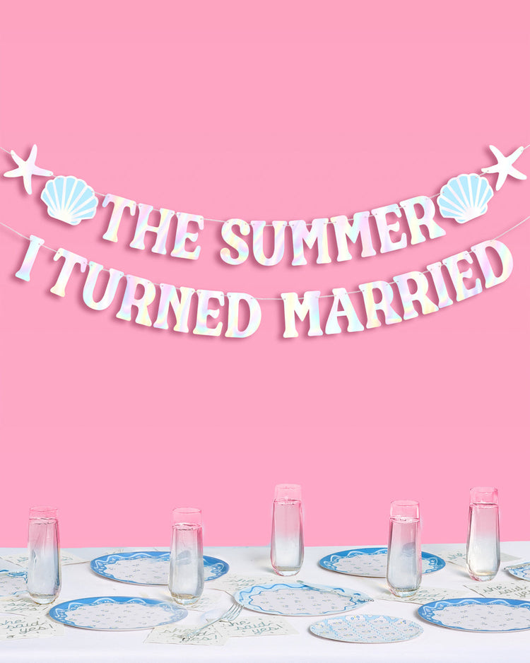 Summer I Turned Married Banner - iridescent banner