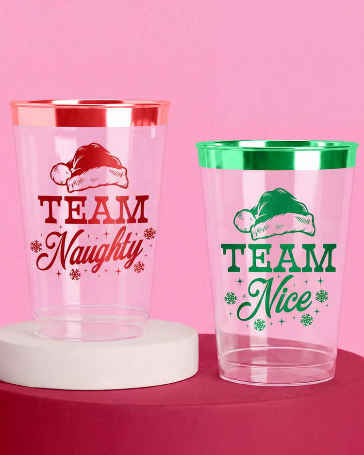 Team Naughty or Nice Cups - 30 plastic cups