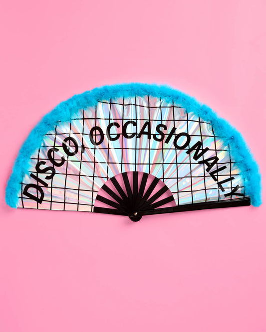 Disco Occasionally Fan - iridescent feather hand fan