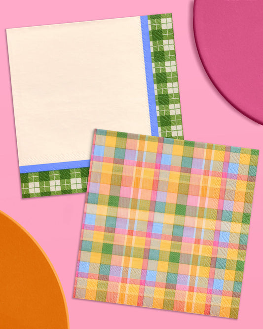 Summer Camp Napkins - 24 plaid paper napkins