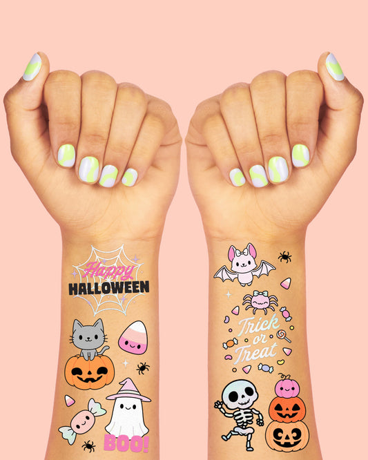 Pink Halloween Kawaii Tattoos - 50 temporary tattoos