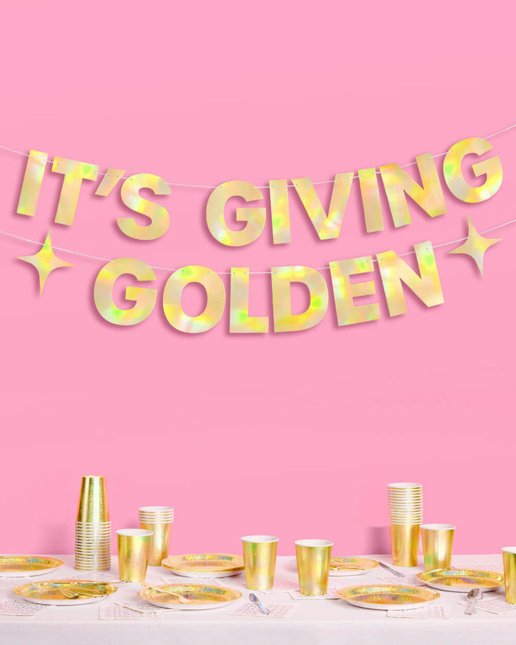 It's Giving Golden Banner - gold foil banner
