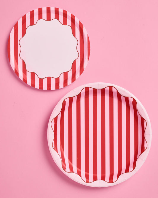 Candy Stripe Plates Set - 32 paper plates, 2 sizes