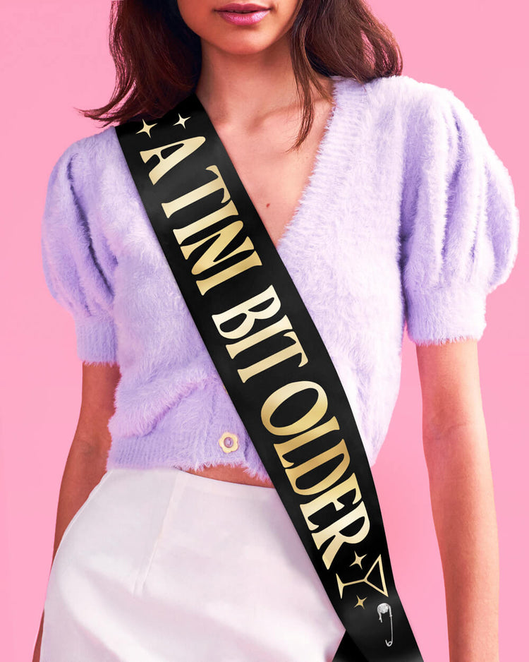 Tini Bit Older Sash - black satin sash