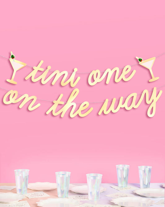Tini One On The Way Banner - gold foil banner