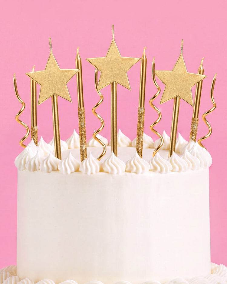 Novelty Gold Candles - 14 pc gold glitter candles