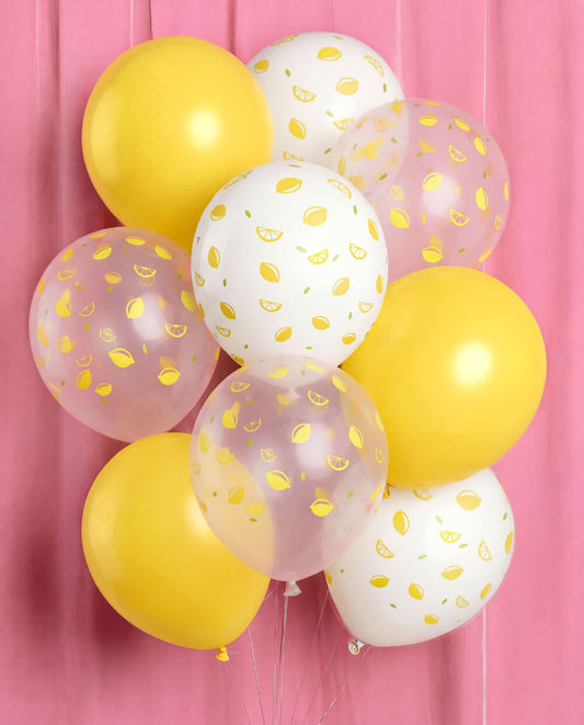 Lemon Printed Balloons - 24 latex balloons