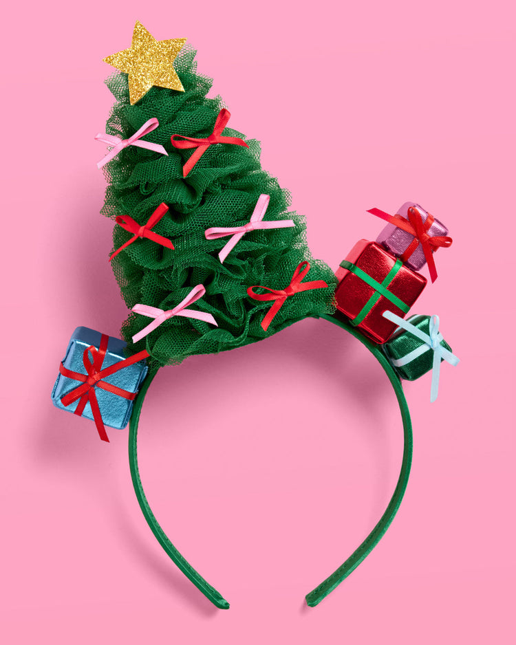 Christmas Tree Headband - green tulle headband