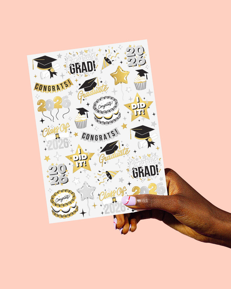 Class of '26 Tats - 48 foil temporary tattoos