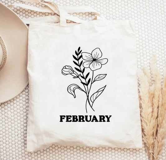 Birth Month Floral Tote Bag | Birthday Month Gift