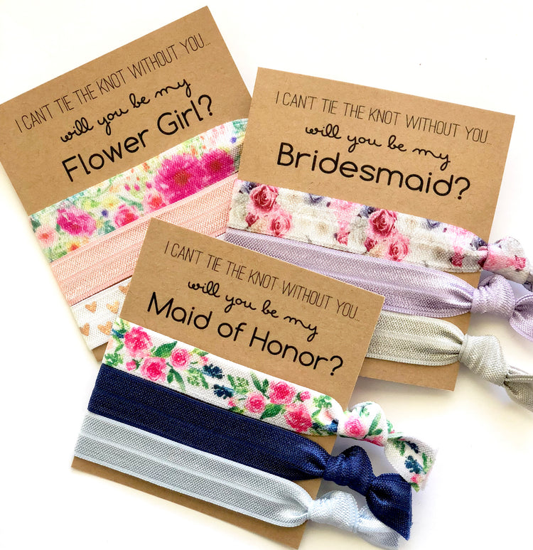 Bridesmaid Proposal Favors, will you help me tie the knot, hair tie favors, bridal party gift, bridesmaid proposal idea, Maid of Honor gift
