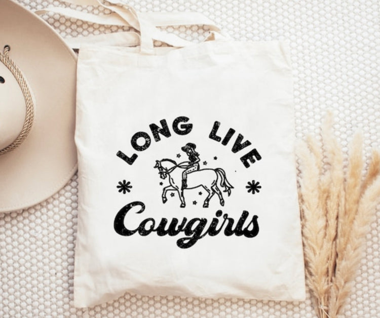 Long Live Cowgirls Natural Canvas Tote Bag | Cowgirl Western Rodeo Tote
