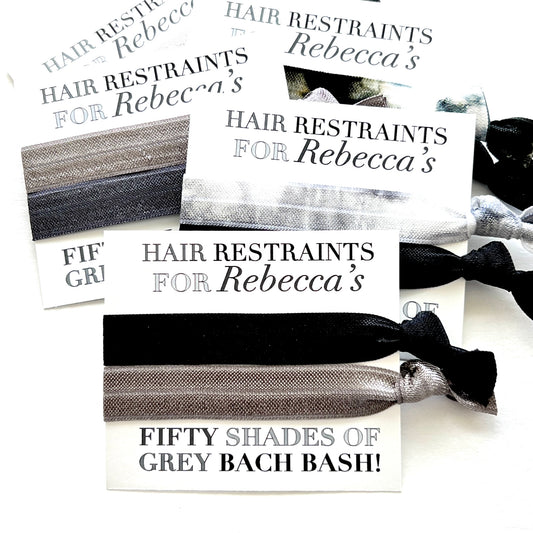 Bachelorette Hair Tie Party Favor | 50 Shades of Grey Party Favor | Hair Restraints Custom Fifty Shades of Grey Bachelorette Girls Trip Gift