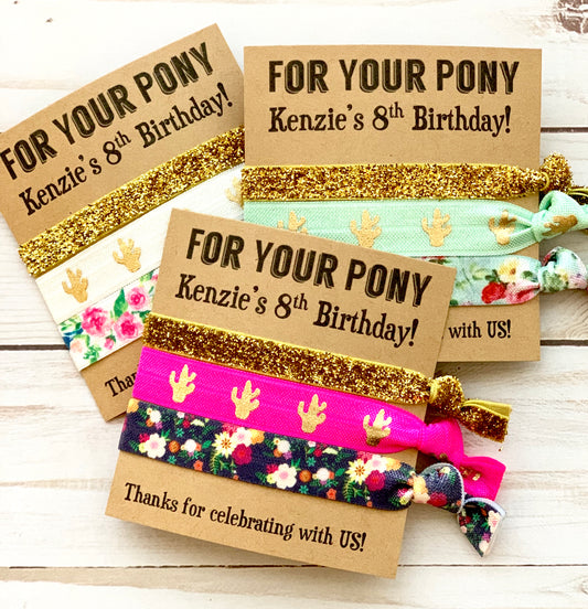 FOR YOUR PONY Girls Birthday Party Favors | Hair Tie Favor Girls Birthday
