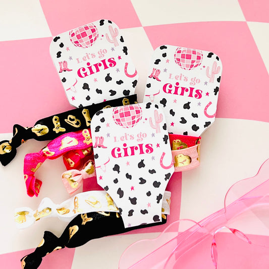 Let's Go Girls | Disco Cowgirl Themed Bachelorette Party Hair Tie Favors