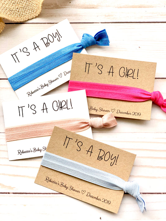 It's A Girl! | It's A Boy!| Baby Shower Hair Tie Favor, Unique Baby Shower Favors Girl, Boy