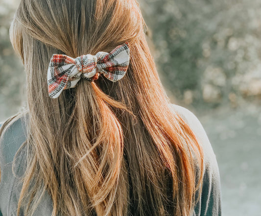 Holiday Plaid Bow Scrunchies, Ponytail Bow Scrunchie