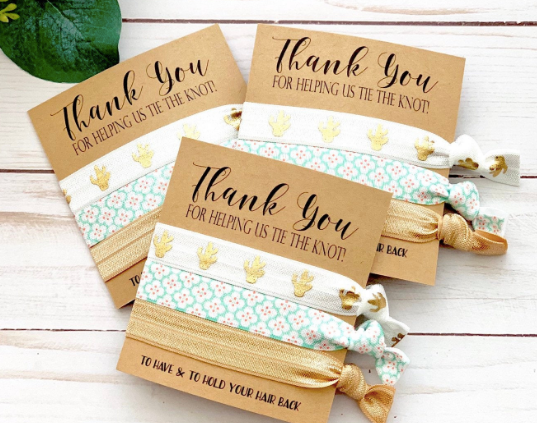Bridesmaids Gifts + Wedding Hair Tie Favors + Thank you for helping us tie the knot